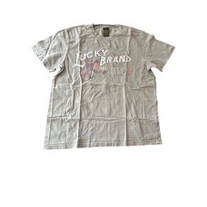 Lucky Brand Classic Fit Gray Graphic T-Shirt Mens Size L 100% Cotton